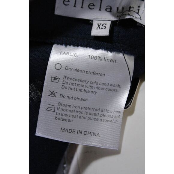 Ellelauri Womens Zip Closure Flat Front Straight Leg Linen Pant Navy Blue Size X - Picture 6 of 6